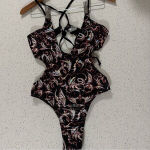 Freedom Rave Wear Black & Red Monochrome Dragon Bodysuit NEW